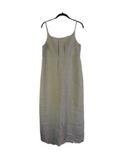 Vintage 90s GAP Womens 8 Linen Spaghetti Empire Midi Sun Dress Lagenlook Coastal