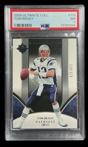 2006 upper deck #113 tom brady; UD ultimate /525 collection PSA 7