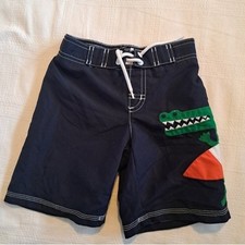 Gymboree boys size 4T Alligator swim trunks Navy, green, orange  white VGUC