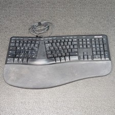 Microsoft Black Ergonomic Keyboard Model 1878 LXM-00001 USB 2.0 Tested  Cleaned