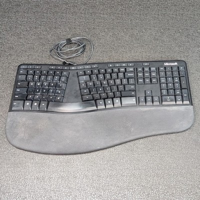 Microsoft Black Ergonomic Keyboard Model 1878 LXM-00001 USB 2.0 Tested & Cleaned
