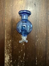 Glass Airflow Bubble Twist Bowl Cap - Wide 25mm Clear Blue