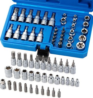Bates- Male & Female Torx Bit Socket Set, 34 Pack, 3/8'' Drive, CR-V Silver 