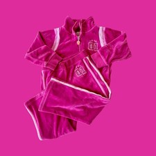 Vintage Gymboree Hot Pink Velour Full Zip Hoodie Tracksuit Size 4T