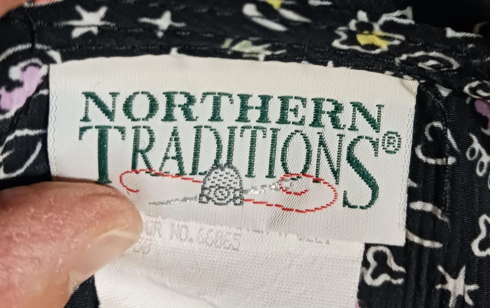 Northern Traditions Romper Womens Medium Black Doodle Print Button Up 90s - Изображение 3 из 4