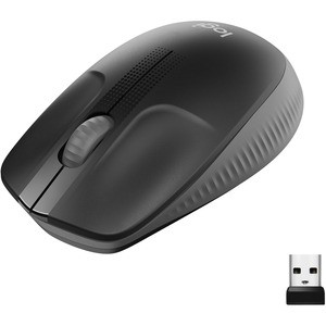 Logitech M190 Full-Size Ambidextrous Wireless Mouse 18-Month Battery (Charcoal)