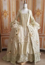 1770s French Queen Marie Antoinette Costume Georgian Dress Roco Luxury Robe A La