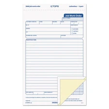 TOPS Snap-Off Job Work Order Form 5 2/3" x 8 5/8" Three-Part Carbonless 50 Forms
