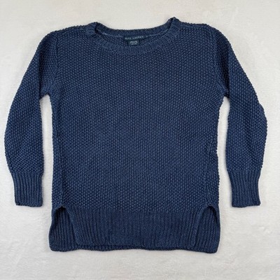 Ralph Lauren Blue 100% Linen Italian Yarn Open Knit Sweater Small RL-CCRC1W