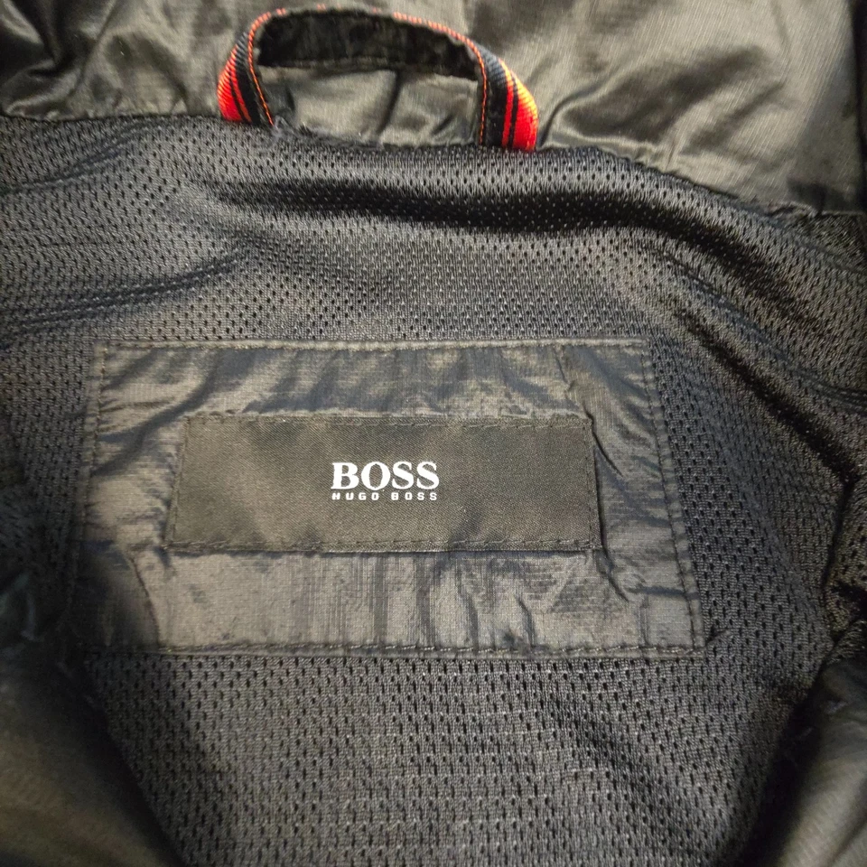 Hugo Boss Chaqueta Hombre GRANDE Negra Manga Larga Cremallera Completa Bombardero Con Capucha Talla L 50 Foto 3 de 4