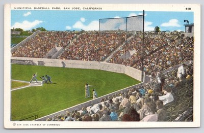 Municipal Baseball Park San Jose CA Postcard E.C. Kropp Natural Color