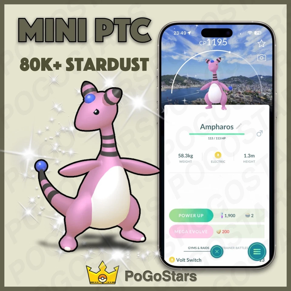 Pokémon PTC Go - Shiny Ampharos - Nagasaki GO Stamp Rally✨Special Background✨
