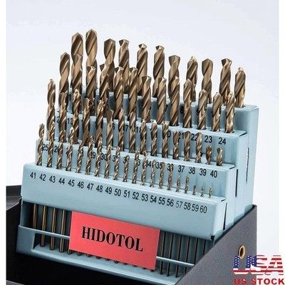 M35 Cobalt Drill Bit Set High Speed Steel 135° Split Point 1-60 Organized Holder