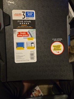 Five Star Advance Black 3 Subject Notebook College Ruled - Spine Guard/Study App