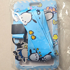 Pochacco Sanrio Blue Lanyard ID/Document Holder w/ Keychain, 3.5 x 2.25"