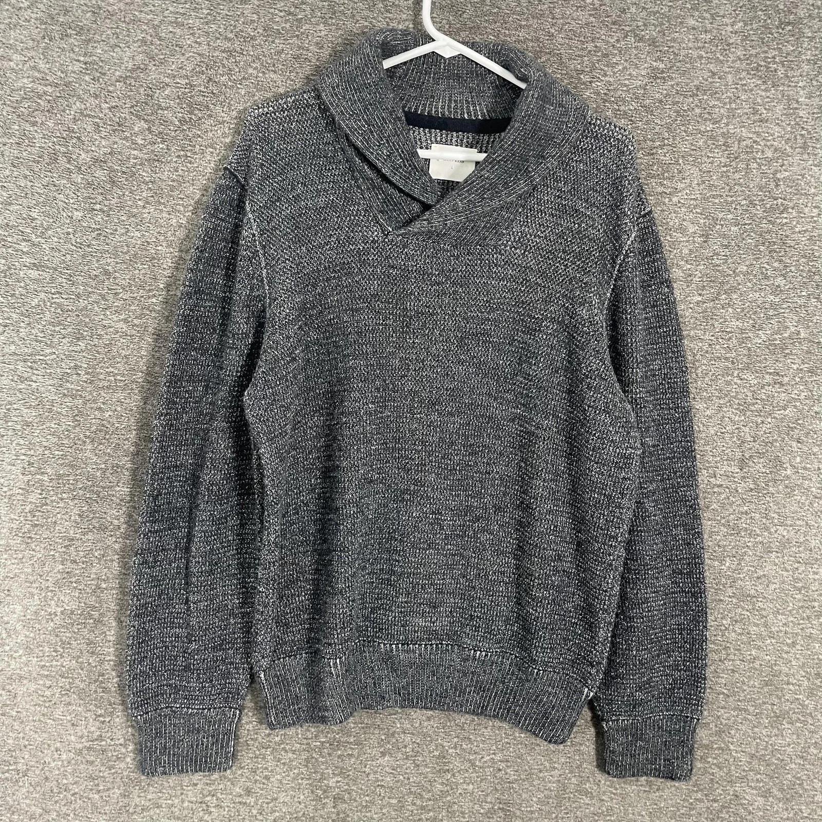 Billy Reid Sweater Mens Large Gray Alpaca Blend Shawl Collar Knit Pullover