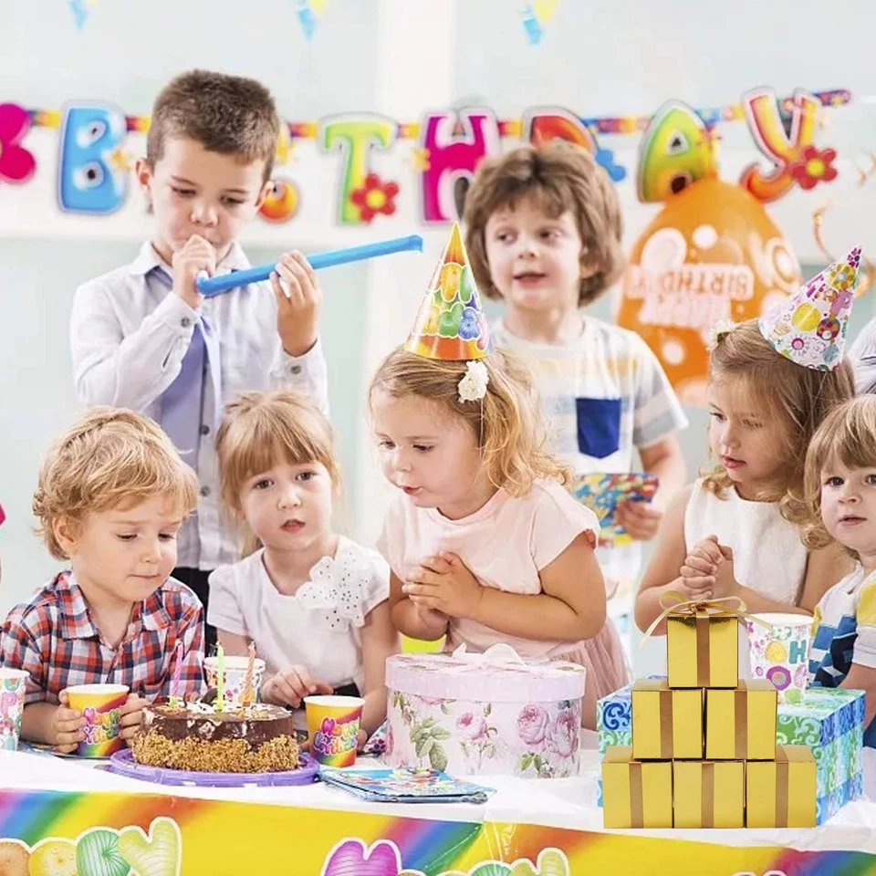 60 cajas de regalo de boda 3x3x3 pulgadas con cintas, oro metálico Foto 3 de 4