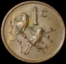 South Africa 1 Cent 1974 Sparrows Bronze Coin WCA B174
