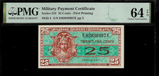 US Military Payment Certificate 25 Cents PMG 64 EPQ UNC P#S843-1 Series 521