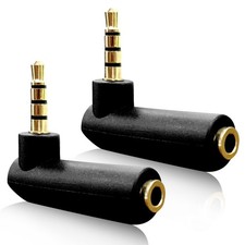 Ceemiaa Right Angle 3.5mm TRRS Audio Adapter 90 Gold-Plated Male to Black