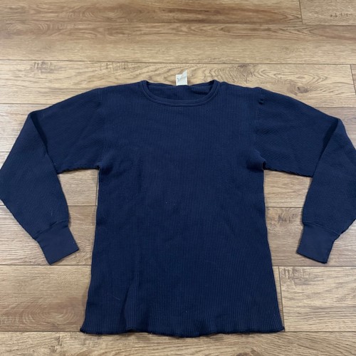Vtg 80s Munsingwear Cotton Classics Thermal Shirt L Navy