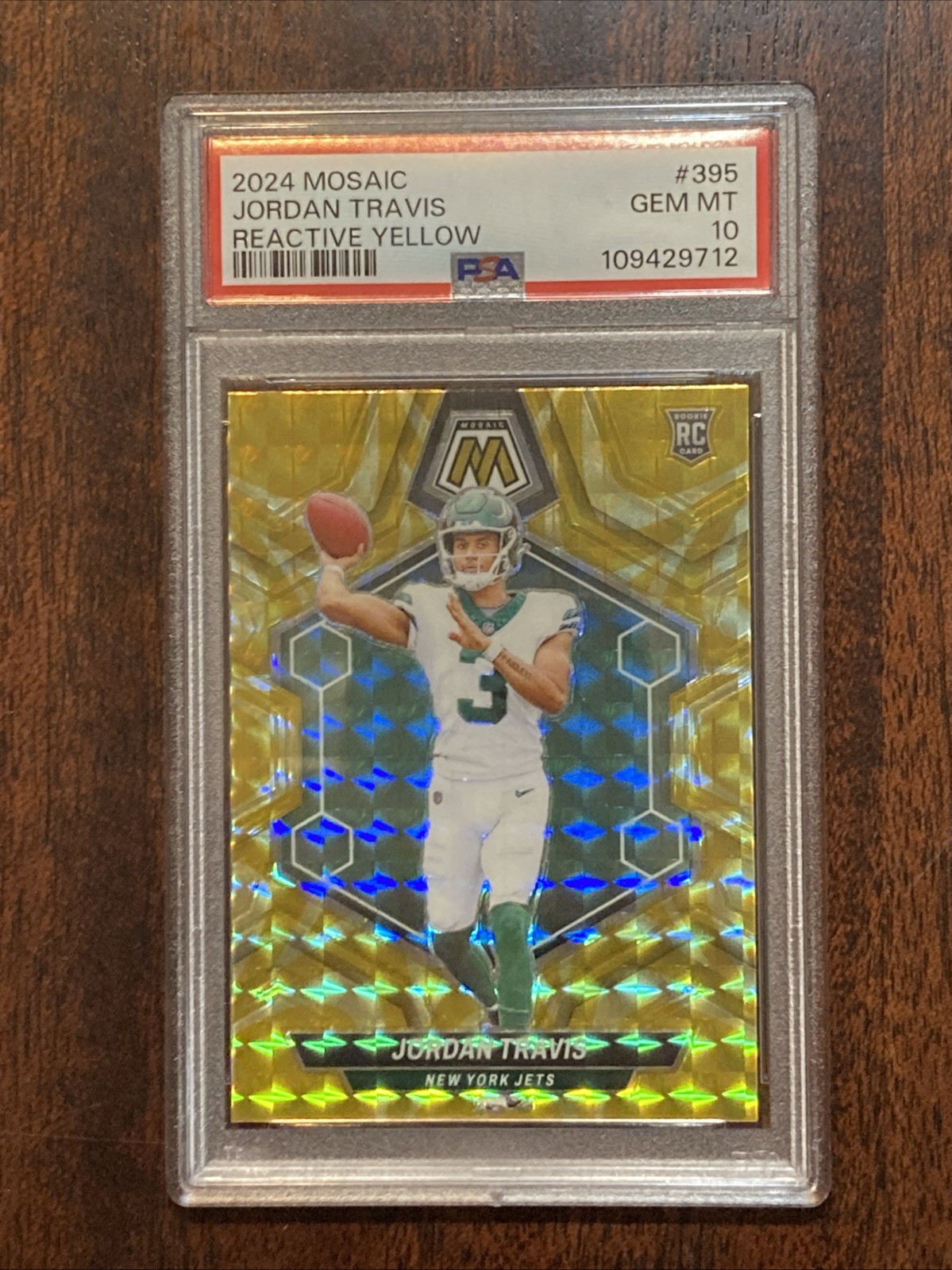2024 Panini Mosaic Jordan Travis #395 Reactive Yellow Mosaic Prizm (RC) PSA 9!