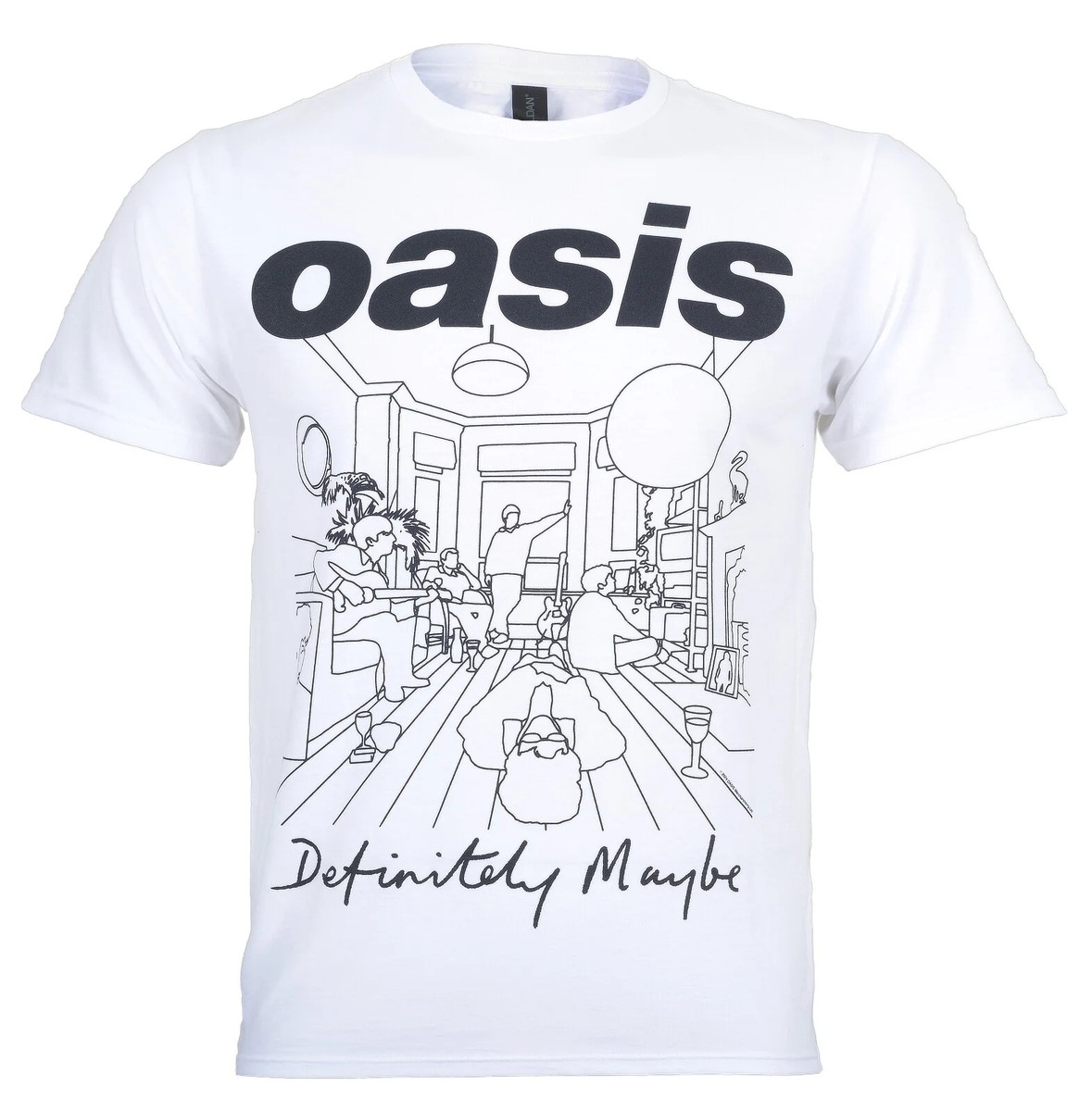 Official Oasis Definitely Maybe T Shirt Line Drawing New White