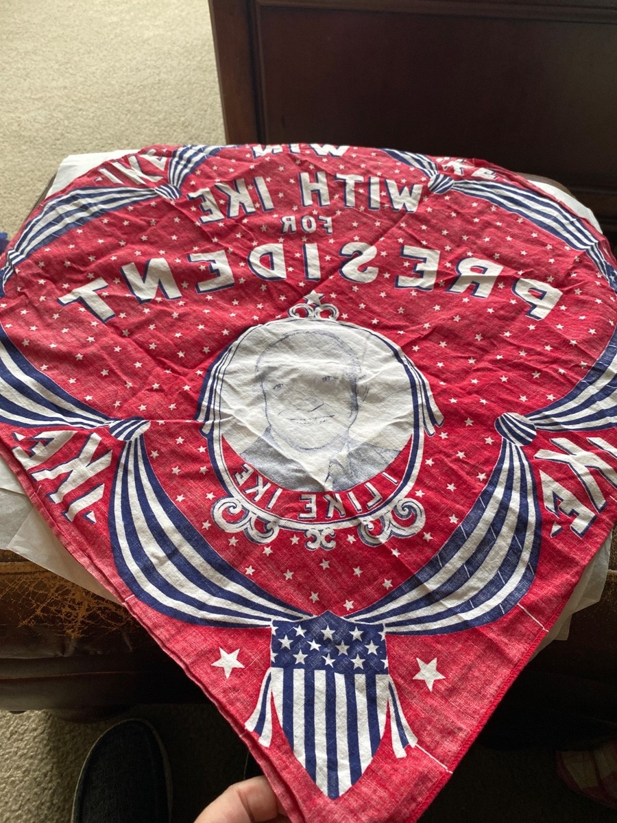 1952 COTTON Dwight Eisenhower Win with Ike for President Bandana