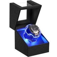 Watch Winder for Automatic Watches, Single Watch Winder with Led Light 4 Mode...