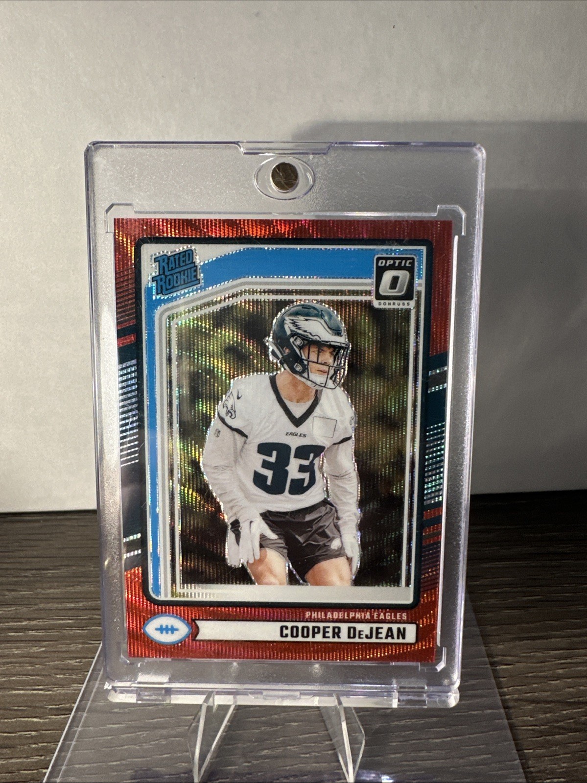 2024 Donruss - Rated Rookie Cooper DeJean #305 Optic Preview Red Wave Prizm (RC)