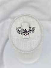 Moissanite Engagement Ring 925 Sterling Silver 1 Carat Leaf Design size 6
