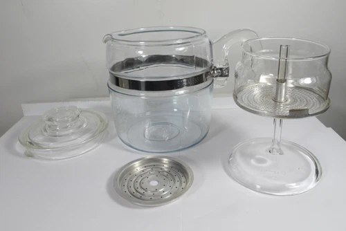 NICE VINTAGE PYREX FLAMEWARE COFFEE POT PERCOLATOR 6 CUPS NUMBER 7756 USA