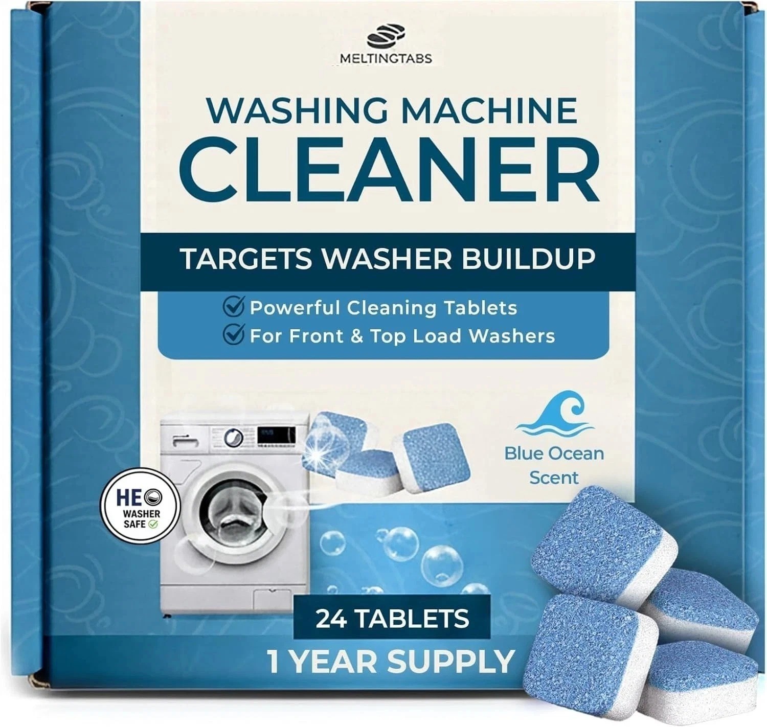 Uproot Clean Washing Machine Cleaner Tablets - 24 Pack for a 12 Month Supply. Fo