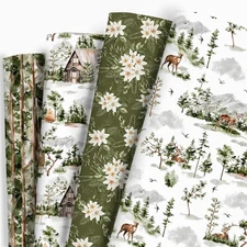  Wrapping Paper 4 Watercolor Holiday Style Gift Wrap Paper Bulk Forest