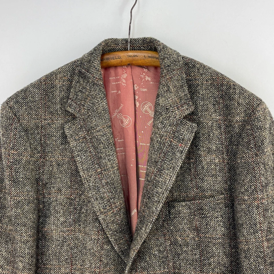 Harris Tweed Barutti Jacket Mens 44R Brown Wool Country Sports Shooting Blazer - Image 4 of 4