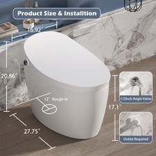WinZo SM8006-4 Smart Toilet with Bidet Built in,Auto Open/Close,Warm Water Dry