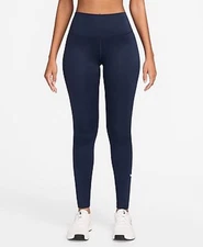 $65 Nike One Women's High Rise Leggings- HV2298-410 - Navy/White - Large - New