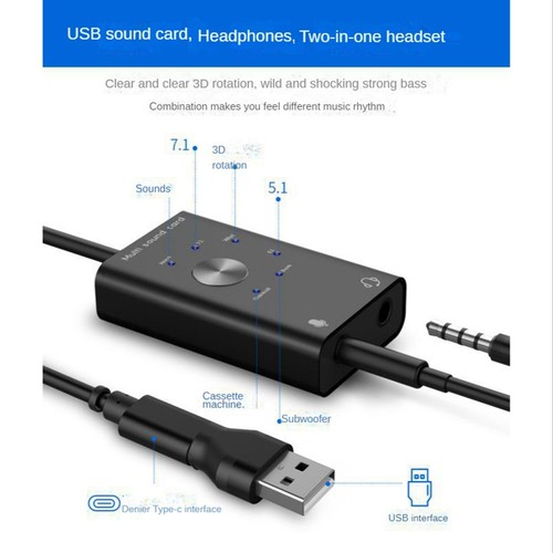Carte Son Externe USB2.0 Type C Adaptateur de Microphone StéRéO Convertisse1240 - Photo 4/7