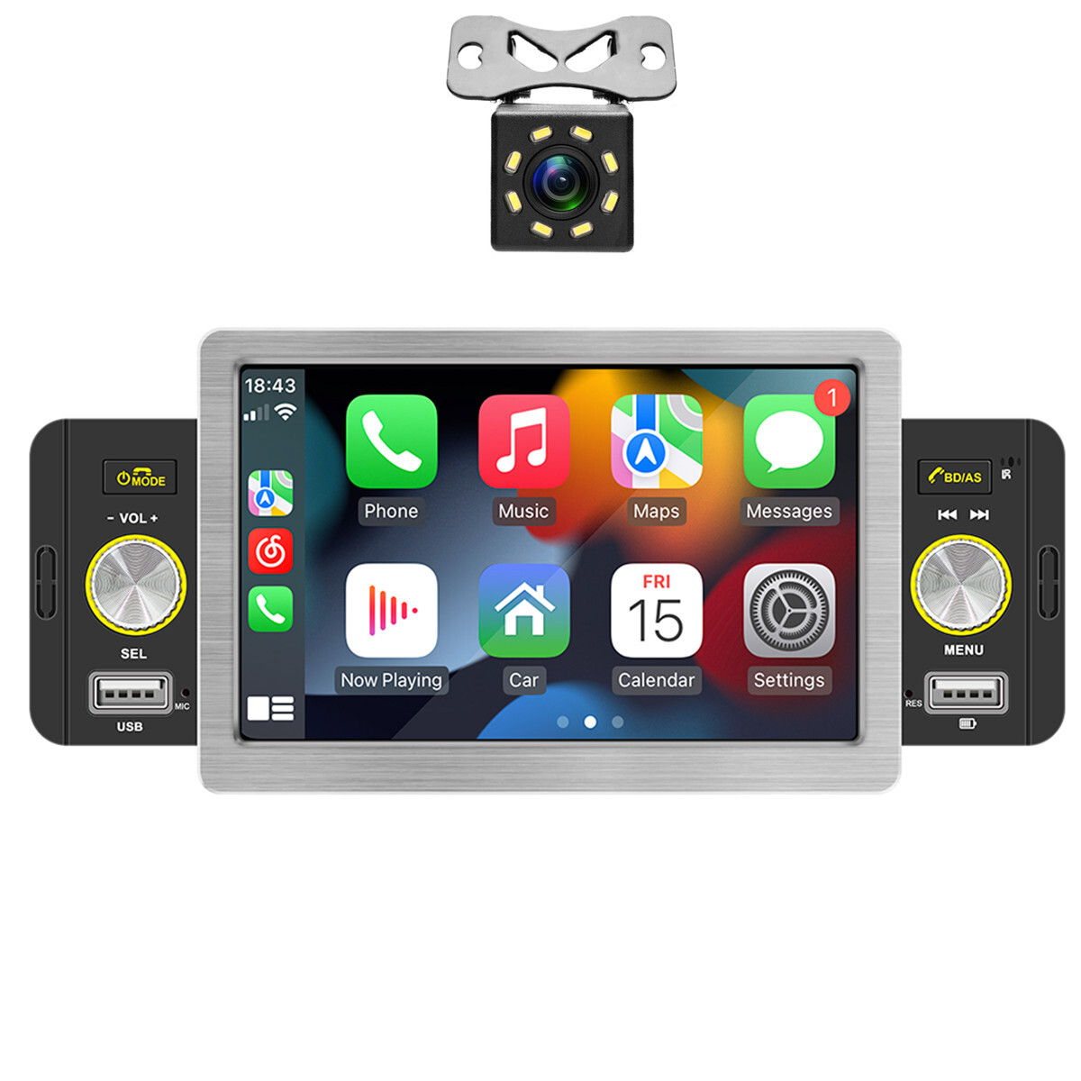 Car Stereo Touch Screen with Apple CarPlay Android Auto Bluetooth Built-in Rear Camera for Enhanced Driving Experience