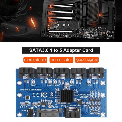 1 To 5 Ports SATA Expansion Card SATA3.0 7PIN Motherboard 6Gbps Riser Card Hub j - Afbeelding 7 van 9