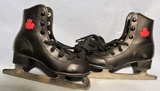 Black Hockey Figure Skates Canada Red Maple Leaf  J12 Bar Sports Decor used