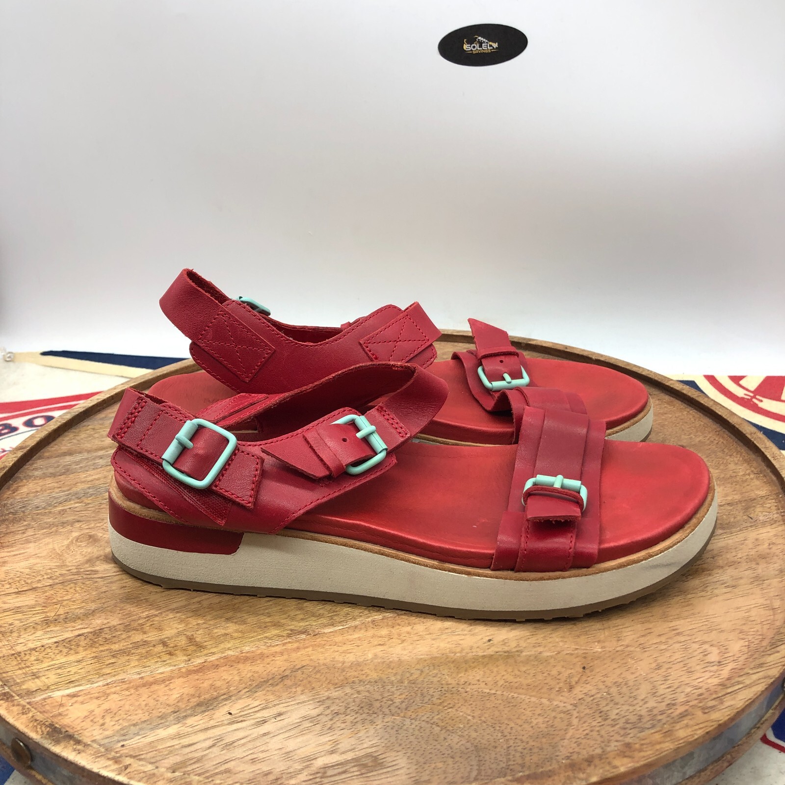 Fibbie da donna Merrell fibbia roam peperoncino rosso pelle cinturino slingback taglia 9 US