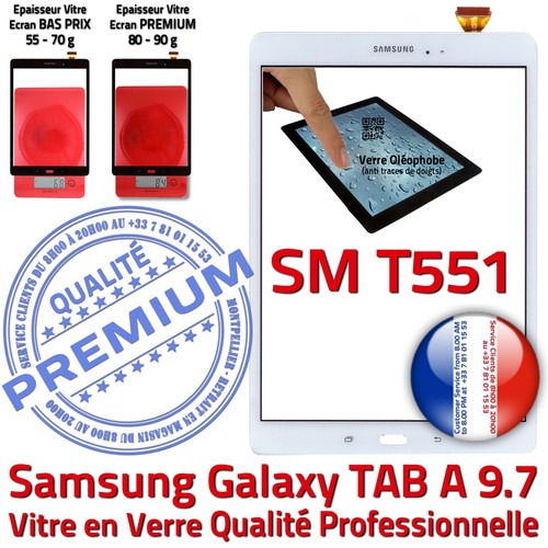 Vitre Tactile Blanche SM-T551 TAB A Adhésif Samsung Ecran Assemblé Complet Blanc - Photo 2/5