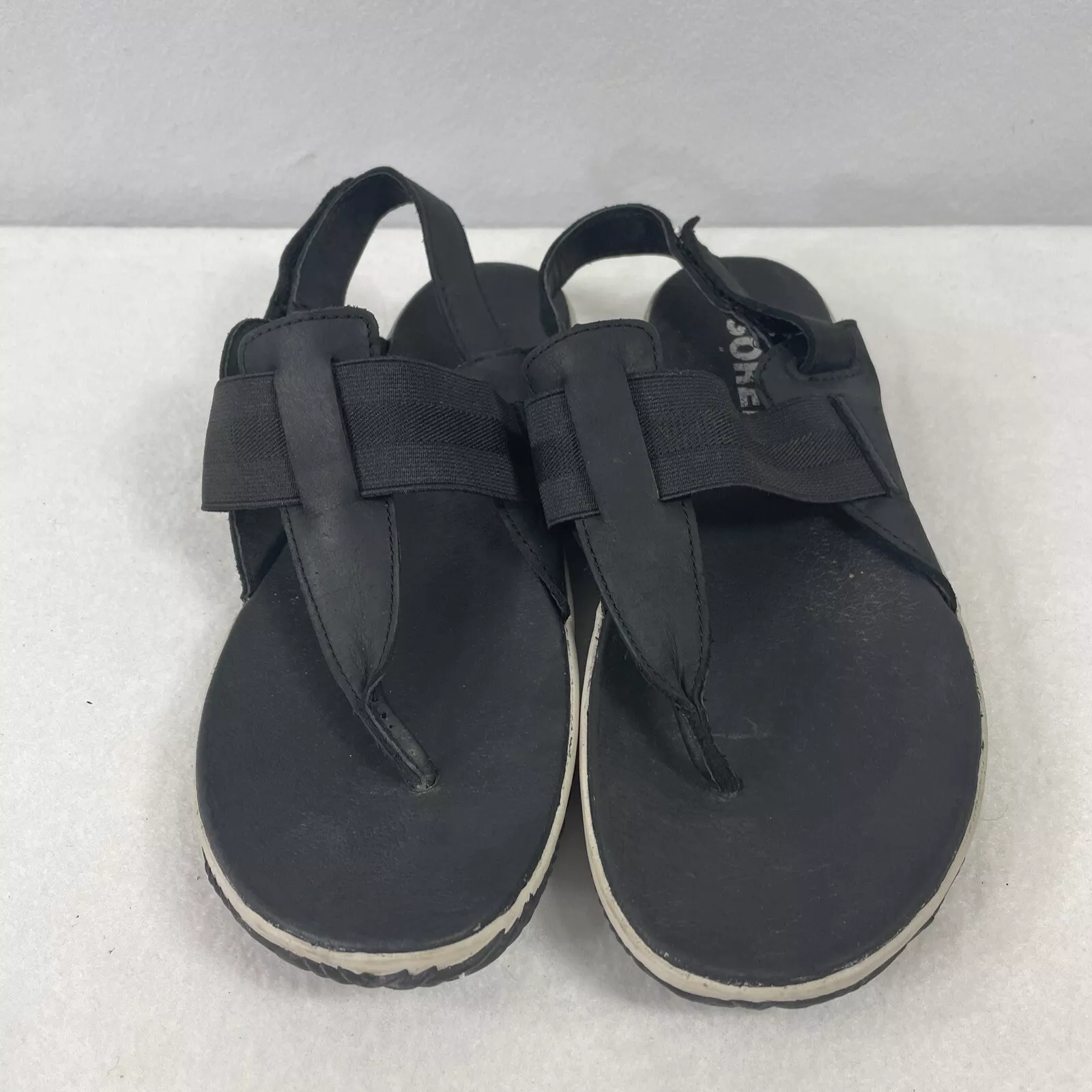 sorel out n about leather slingback thong shoes