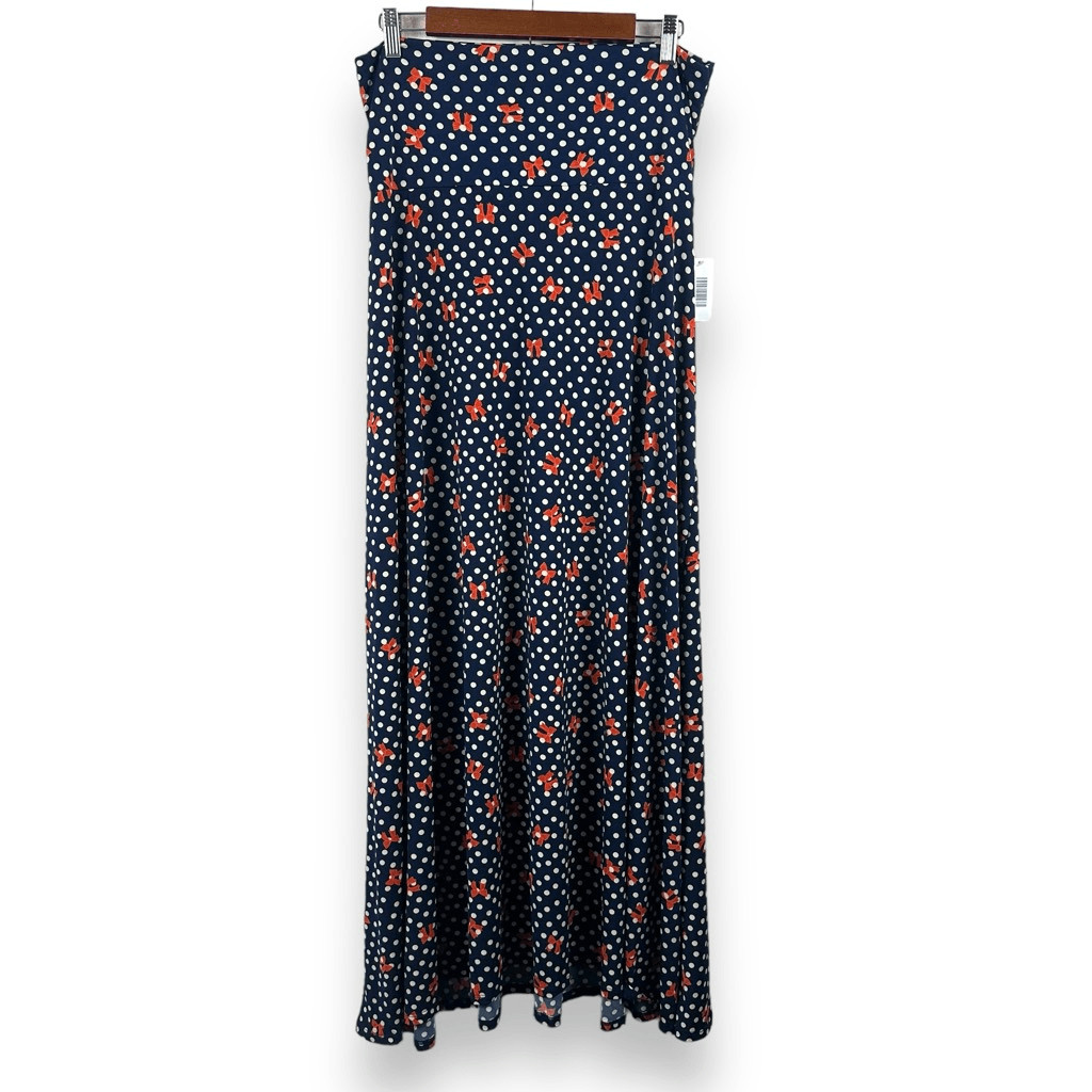 LuLaRoe Women's Size M Maxi Skirt Blue With Bows And Polka Dots Comfortable New