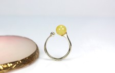 Natural genuine Baltic amber ring amazing round bubble rare color, silver 2,57gr