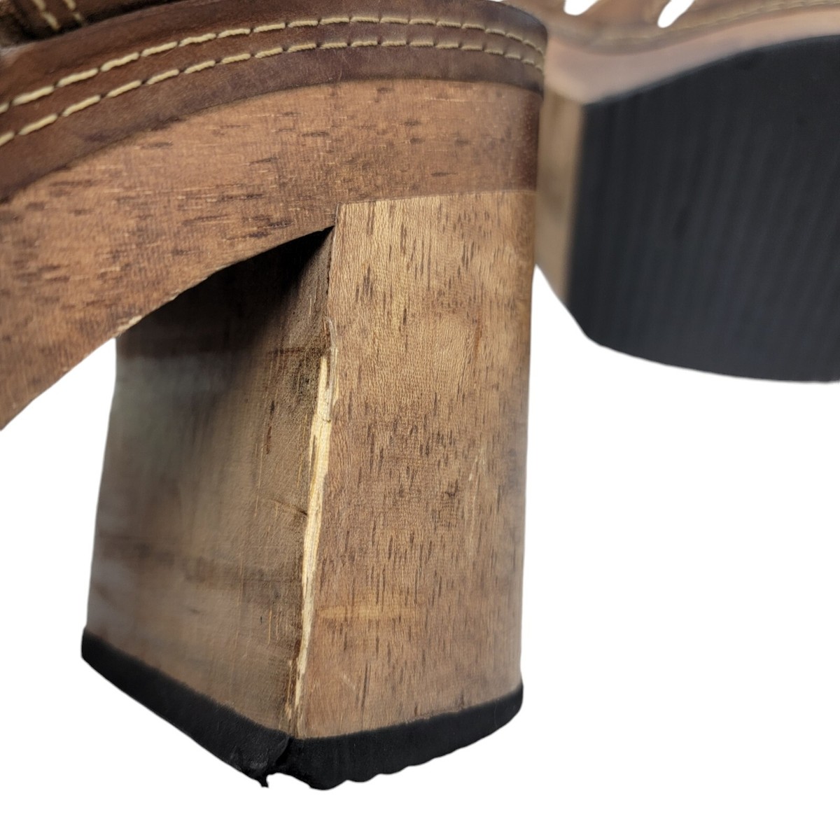 Vtg Bongo 9.5 Chunky Platform Wood Leather Heeled Sandals Vtg Bongo 9.5 Chunky Platform Wood Leather Heeled Sandals