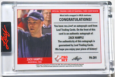 ZACK HAMPLE SIGNED BIG GLOVE BALL HOG LEAF PRO SET BASEBALL FAN