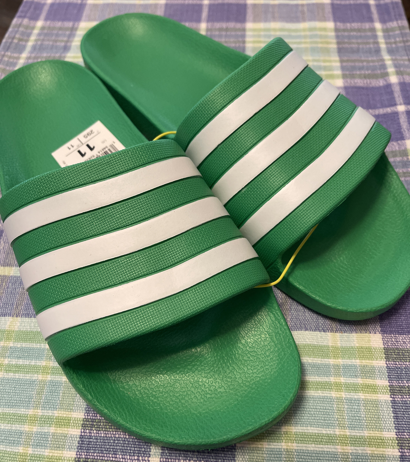 green adidas slides