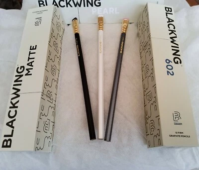 3 x Palomino Blackwing Pencils - Backwing Matte, Pearl & 602